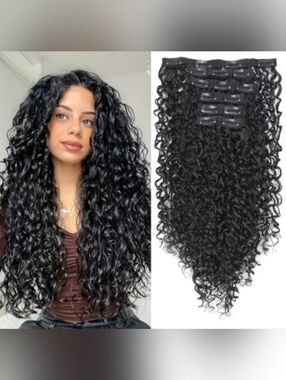 Black Clip-In Curly Hair Extensions - Natural-Look Volume